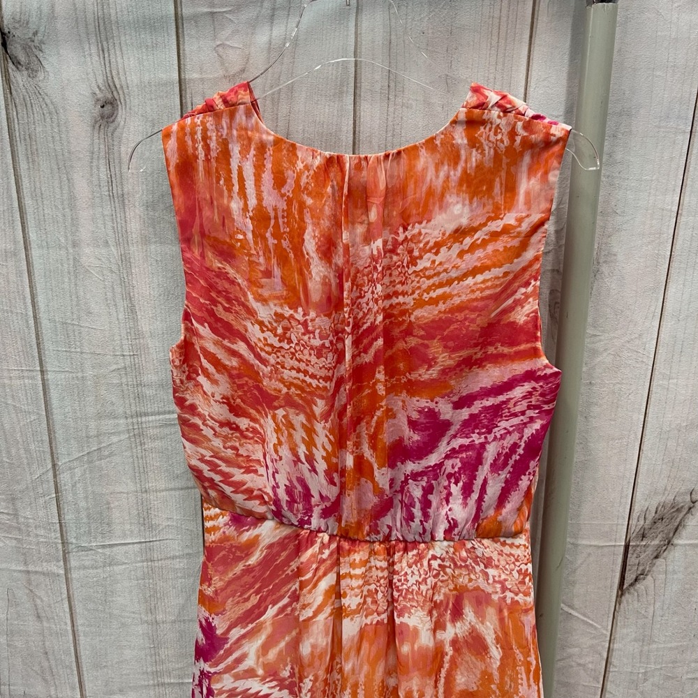 Calvin Klein Womens Orange Pink Abstract V-Neck Sleeveless Maxi Dress Size 8 - Picture 7 of 7
